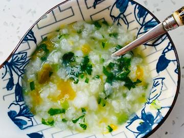 青菜南瓜鱼片粥 | 八月龄宝宝辅食