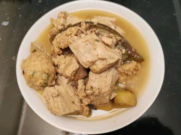 炖肉沫茄子冻豆腐