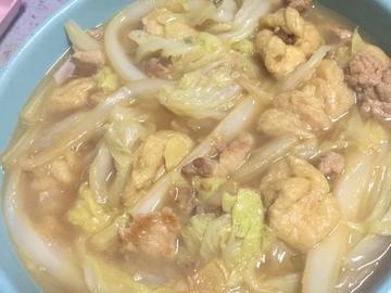 五花肉炖大白菜油豆腐